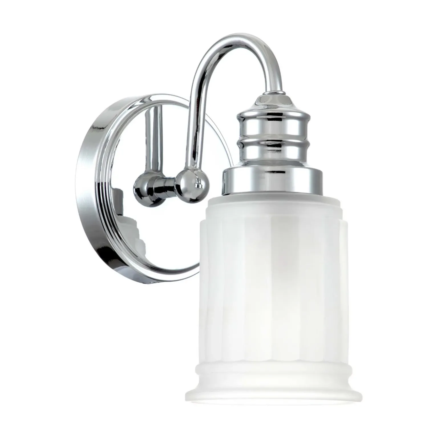 Aplique de pared Swell, color cromo, cristal, 24 cm, IP44, G9