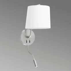 Aplique de pared textil Berni con lámpara de lectura LED