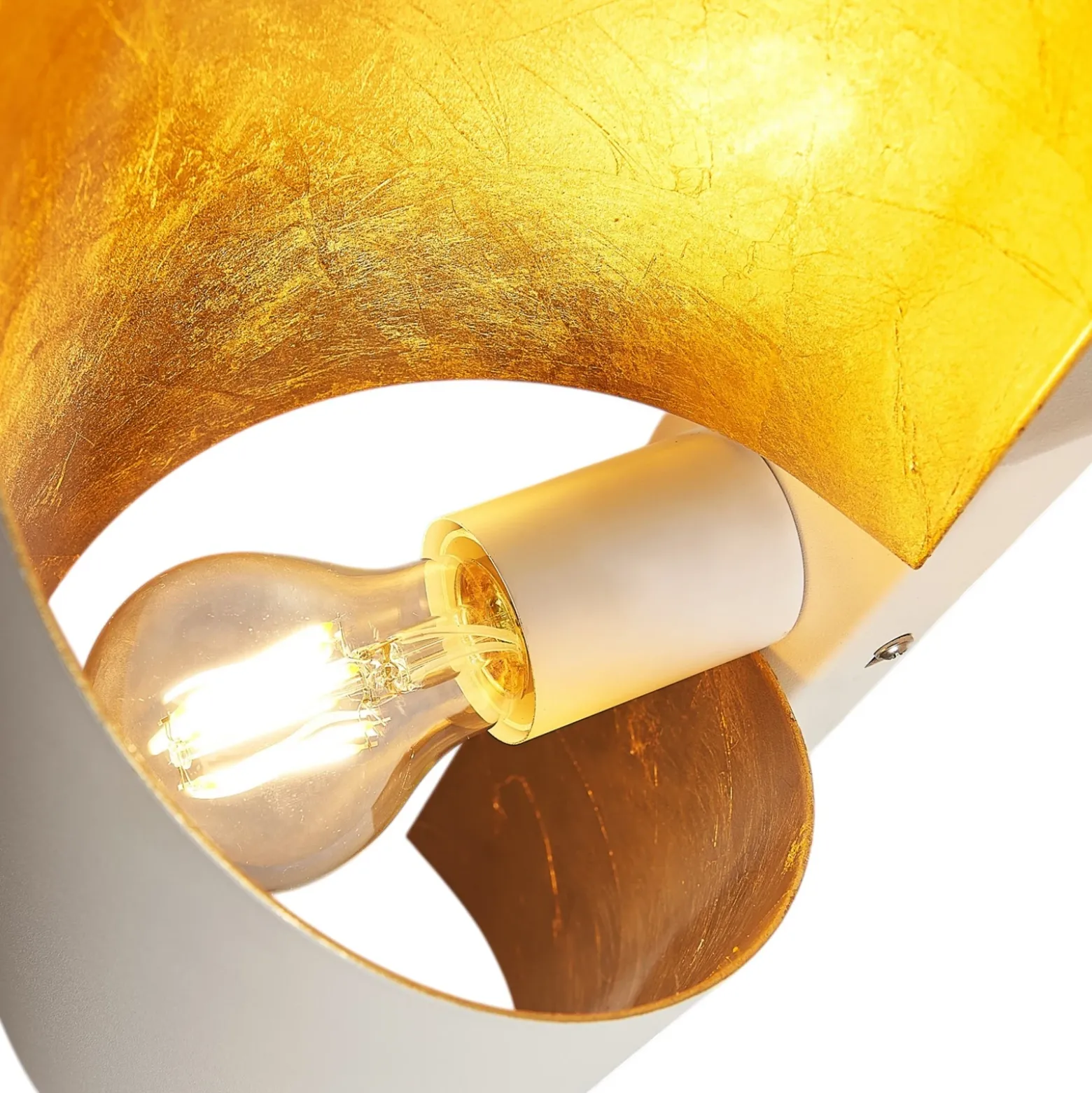Aplique de pared Vanni de Lindby, blanco/dorado, metal, altura 52 cm
