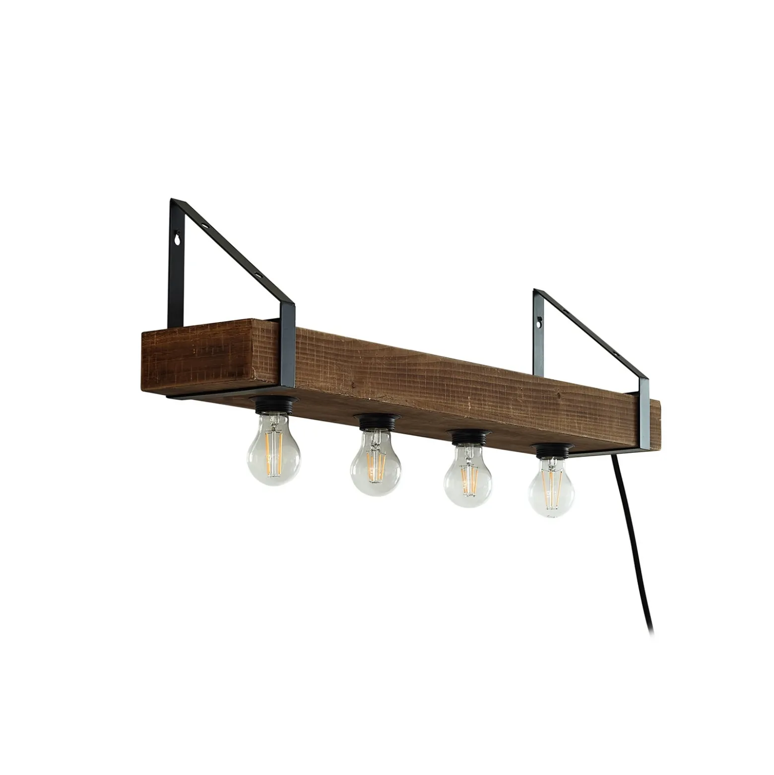 Aplique de pared Vatana de Lindby, madera, enchufe, puerto USB, 80 cm