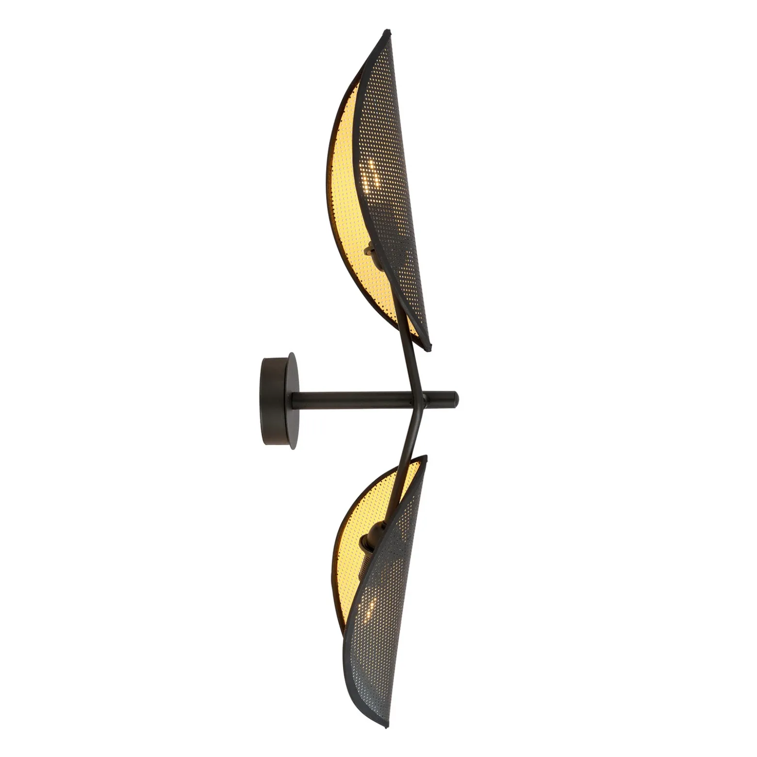 Aplique de pared Vene, negro/dorado, 2 luces