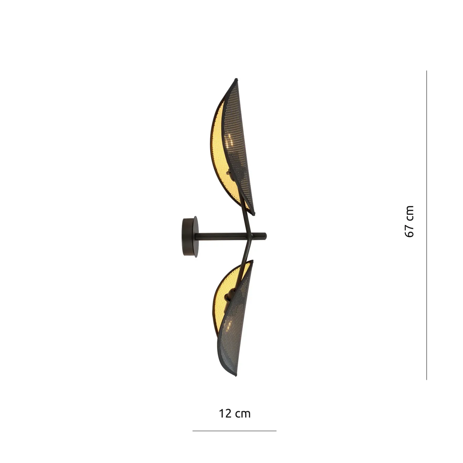 Aplique de pared Vene, negro/dorado, 2 luces