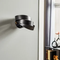 Aplique de pared Vento, negro, E14, metal, 14 cm de altura