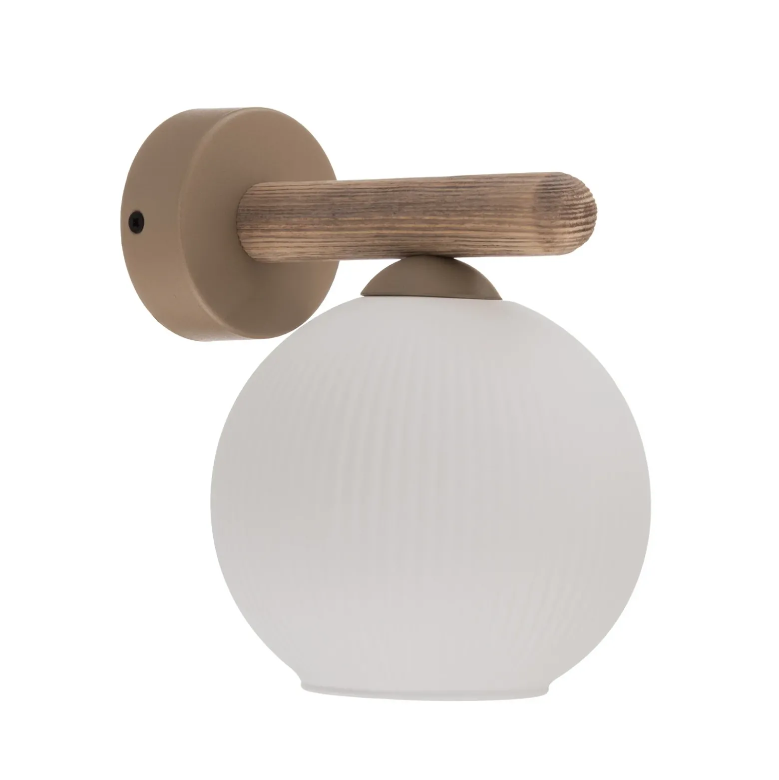 Aplique de pared Virlo, madera, cristal opalino, altura 20 cm, E14