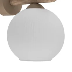Aplique de pared Virlo, madera, cristal opalino, altura 20 cm, E14