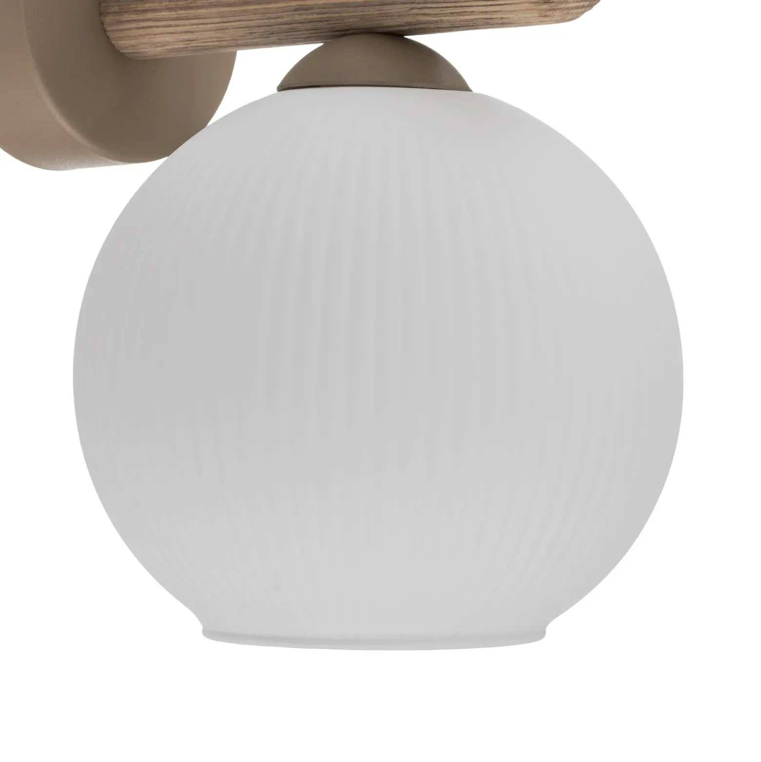 Aplique de pared Virlo, madera, cristal opalino, altura 20 cm, E14