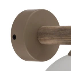 Aplique de pared Virlo, madera, cristal opalino, altura 20 cm, E14