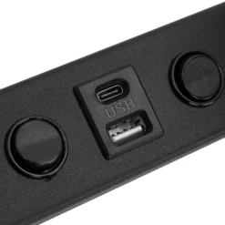 Aplique de pared Vox, negra, cristal, ancho 35 cm, USB