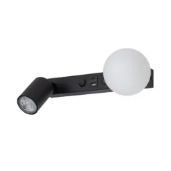Aplique de pared Vox, negra, cristal, ancho 35 cm, USB