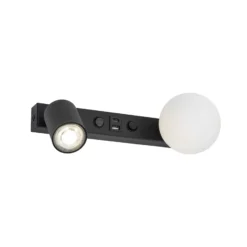 Aplique de pared Vox, negra, cristal, ancho 35 cm, USB