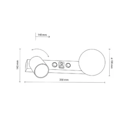 Aplique de pared Vox, negra, cristal, ancho 35 cm, USB