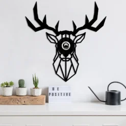 Aplique de pared W-051, negro, diseño de ciervo, madera MDF cortada con láser
