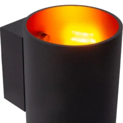 Aplique de pared Xera, negro, Ø 8 cm, up/downlight, aluminio