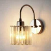 Aplique de pared Yakops, color cromo, Ø 13 cm, cristal/metal, E14
