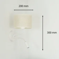 Aplique de pared, yute, blanco/beige, brazo de lectura