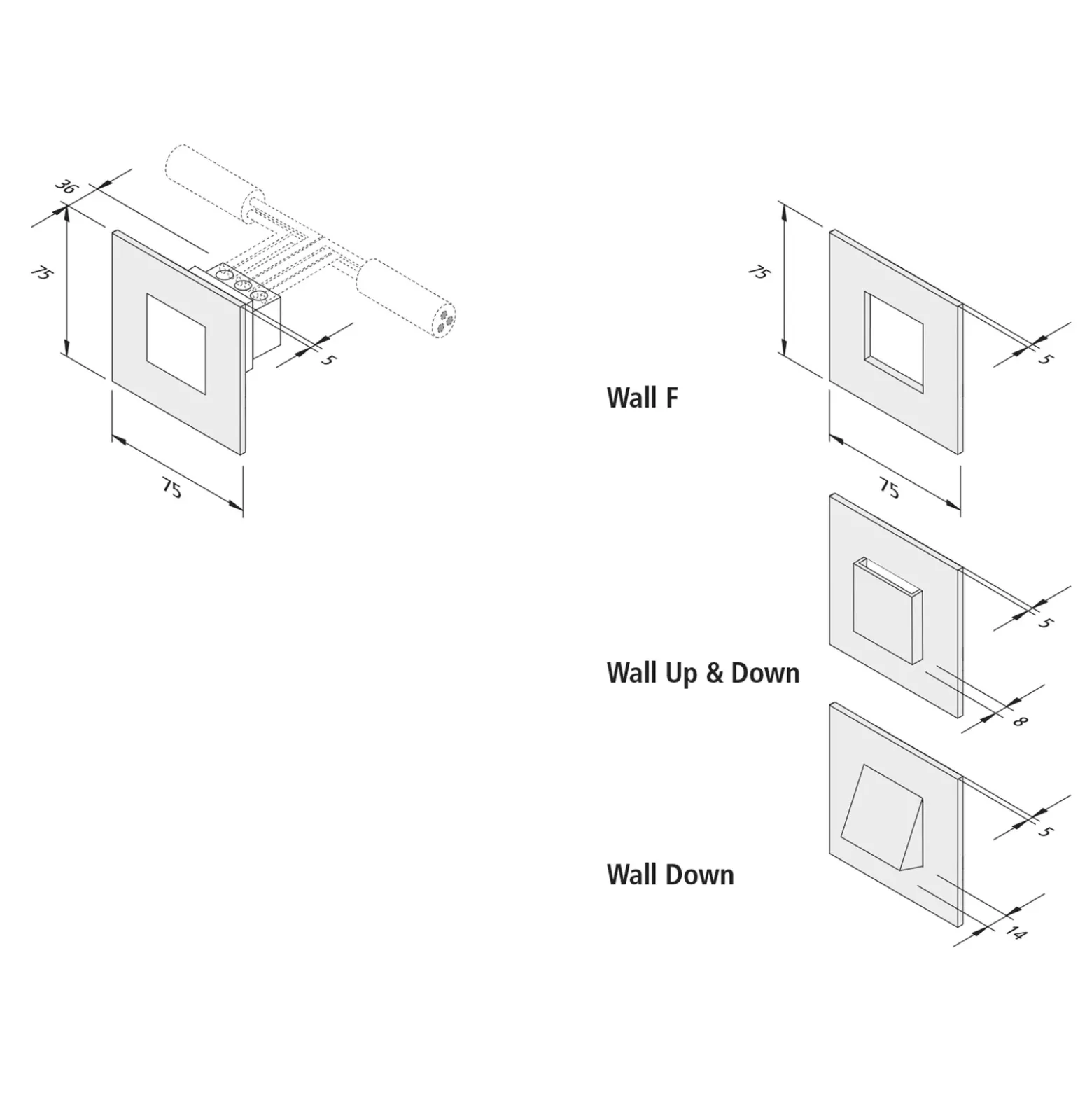 Aplique empotrable de pared LED 1.8W