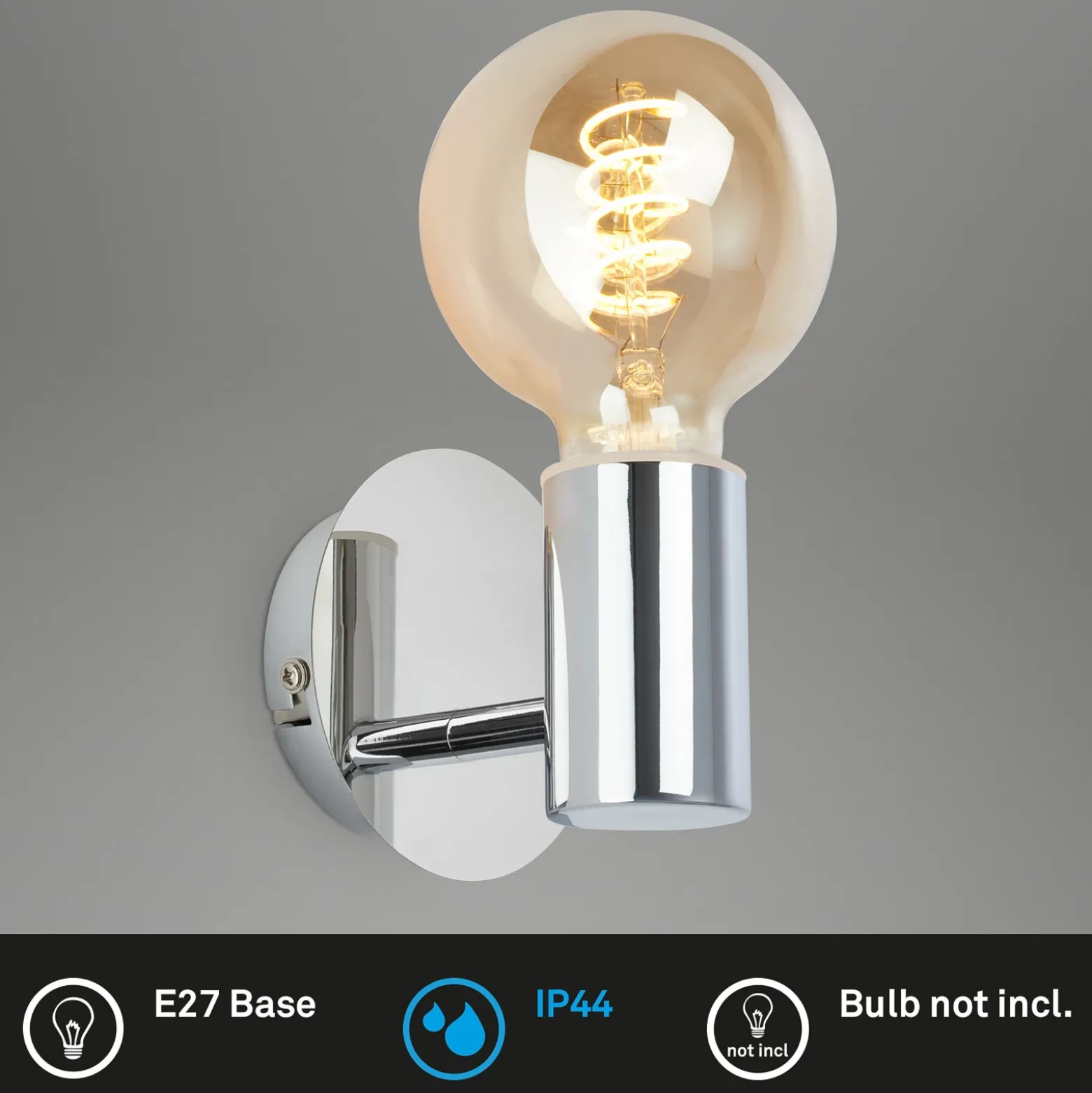 Aplique Kosol para el baño, IP44, E27, cromo