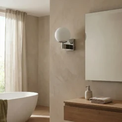 Aplique Kula baño pantalla vidrio IP44 cromo