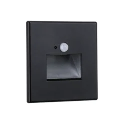 Aplique LED con sensor para empotrar en pared Paulmann Edge Quadro negro 8 cm
