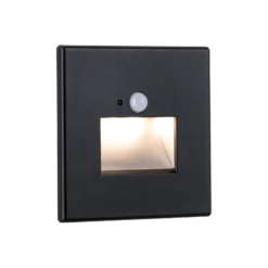 Aplique LED con sensor para empotrar en pared Paulmann Edge Quadro negro 8 cm