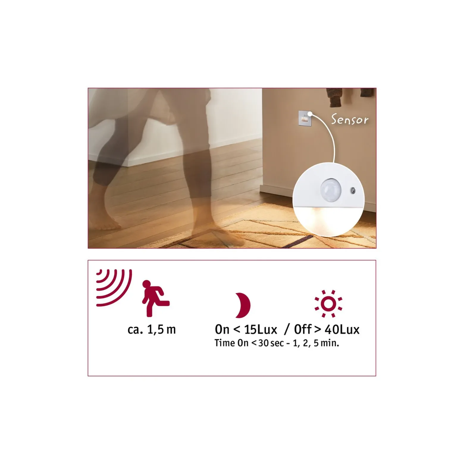 Aplique LED con sensor para empotrar en pared Edge Quadro de Paulmann, blanca,