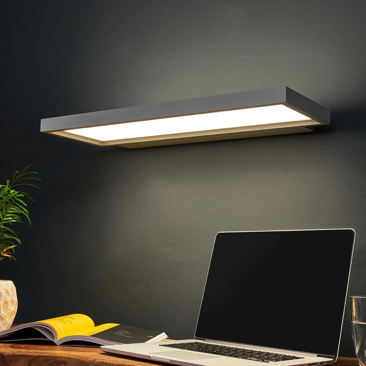 Aplique LED de oficina Rick, gris blanco universal