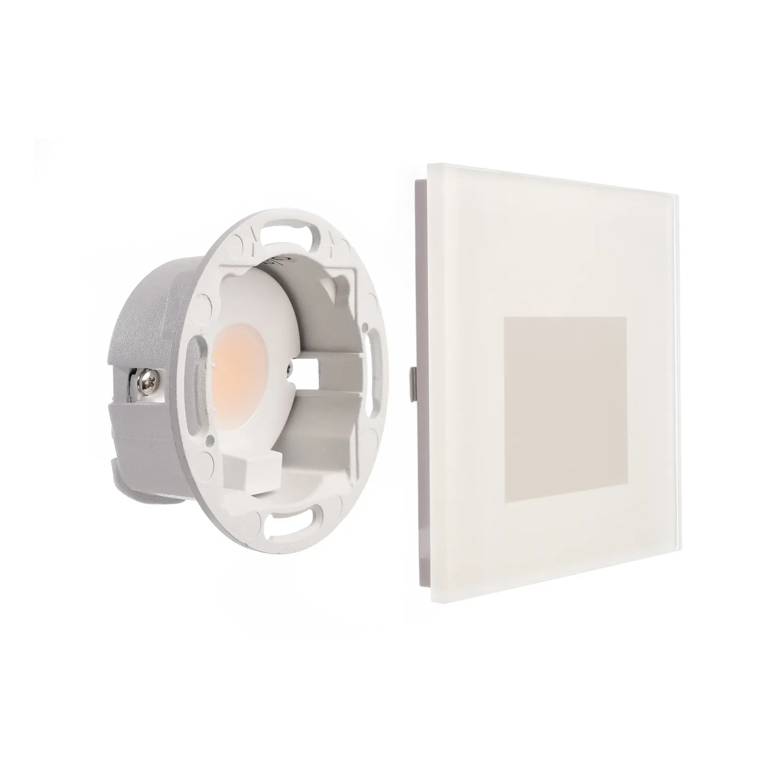 Aplique LED empotrable SET Alwaid, cristal esmerilado, 8 x 8 cm, 2700 K