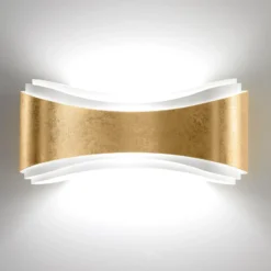 Aplique LED Ionica de acero, decoración pan de oro