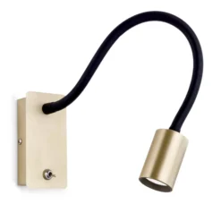 Aplique LED Kurt latón mate con brazo flexible