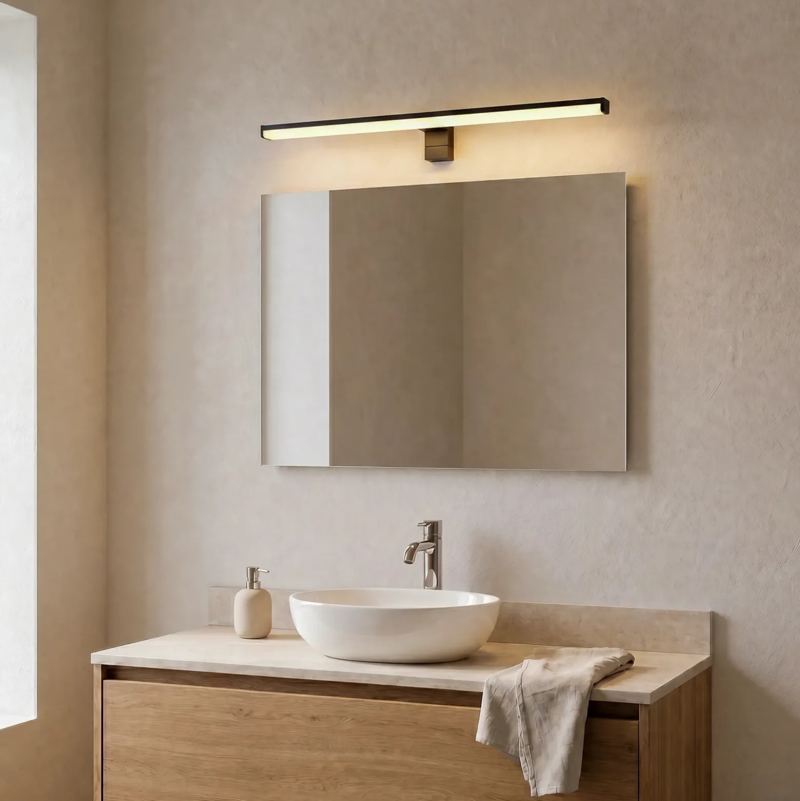 Aplique LED Lino, negro mate/blanco