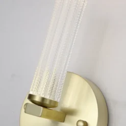 Aplique LED para baño Aberdeen, altura 24 cm, metal color latón