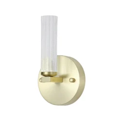 Aplique LED para baño Aberdeen, altura 24 cm, metal color latón
