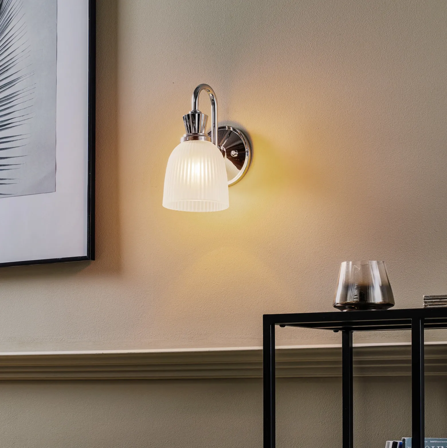 Aplique LED para baño Cora, 1 luz, IP44, cristal