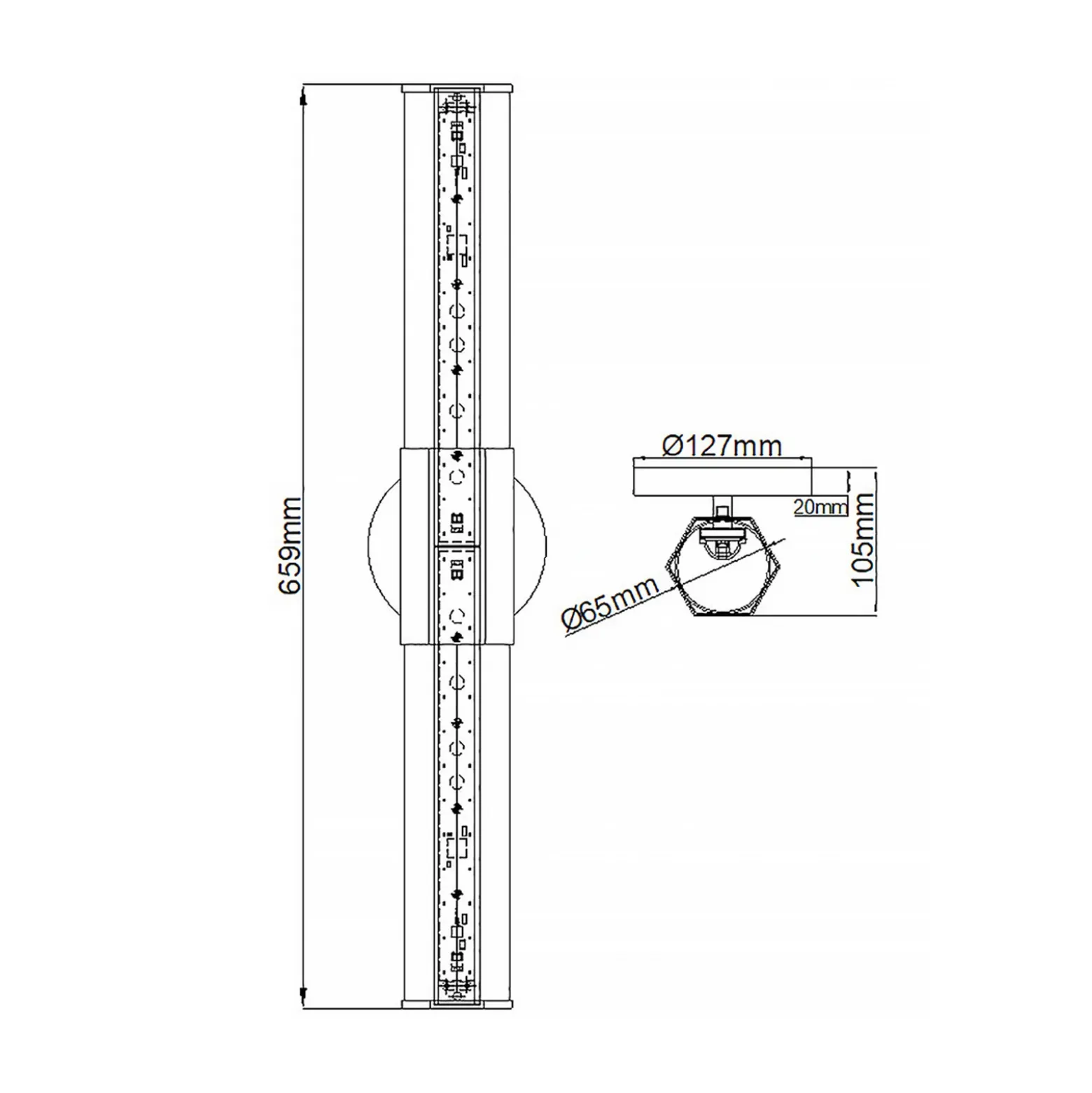 Aplique LED para baño Facet Dual, negro, 2 luces, ancho 66 cm