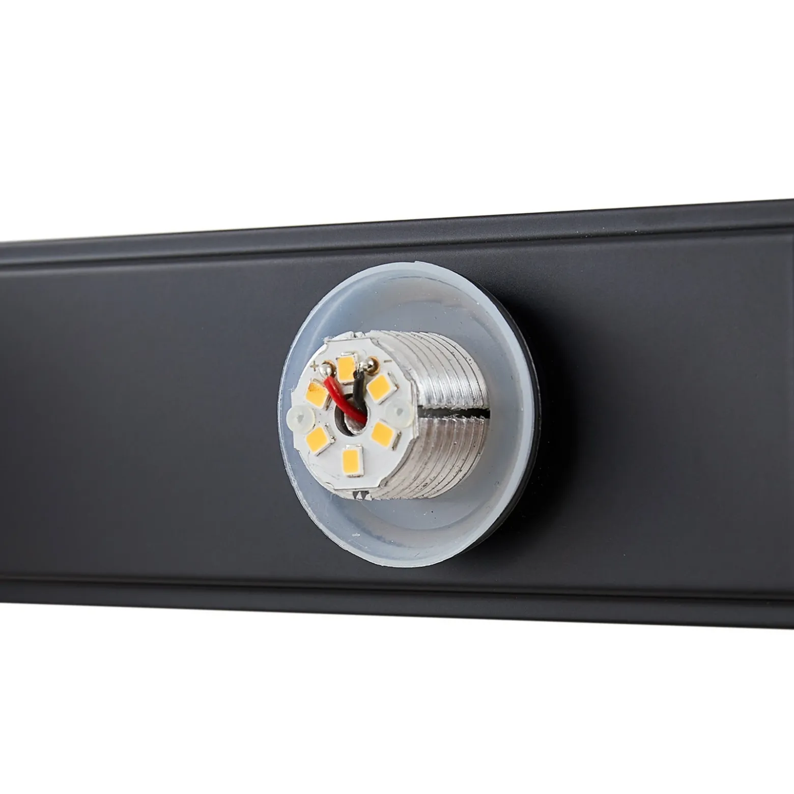 Aplique LED para baño Lucande Myrra, negro, cristal, 60 cm, IP44