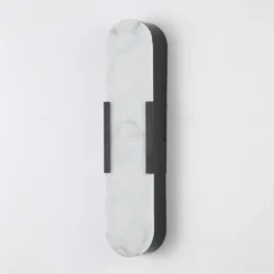 Aplique LED para baño Opaline, altura 50 cm, negro, metal/resina