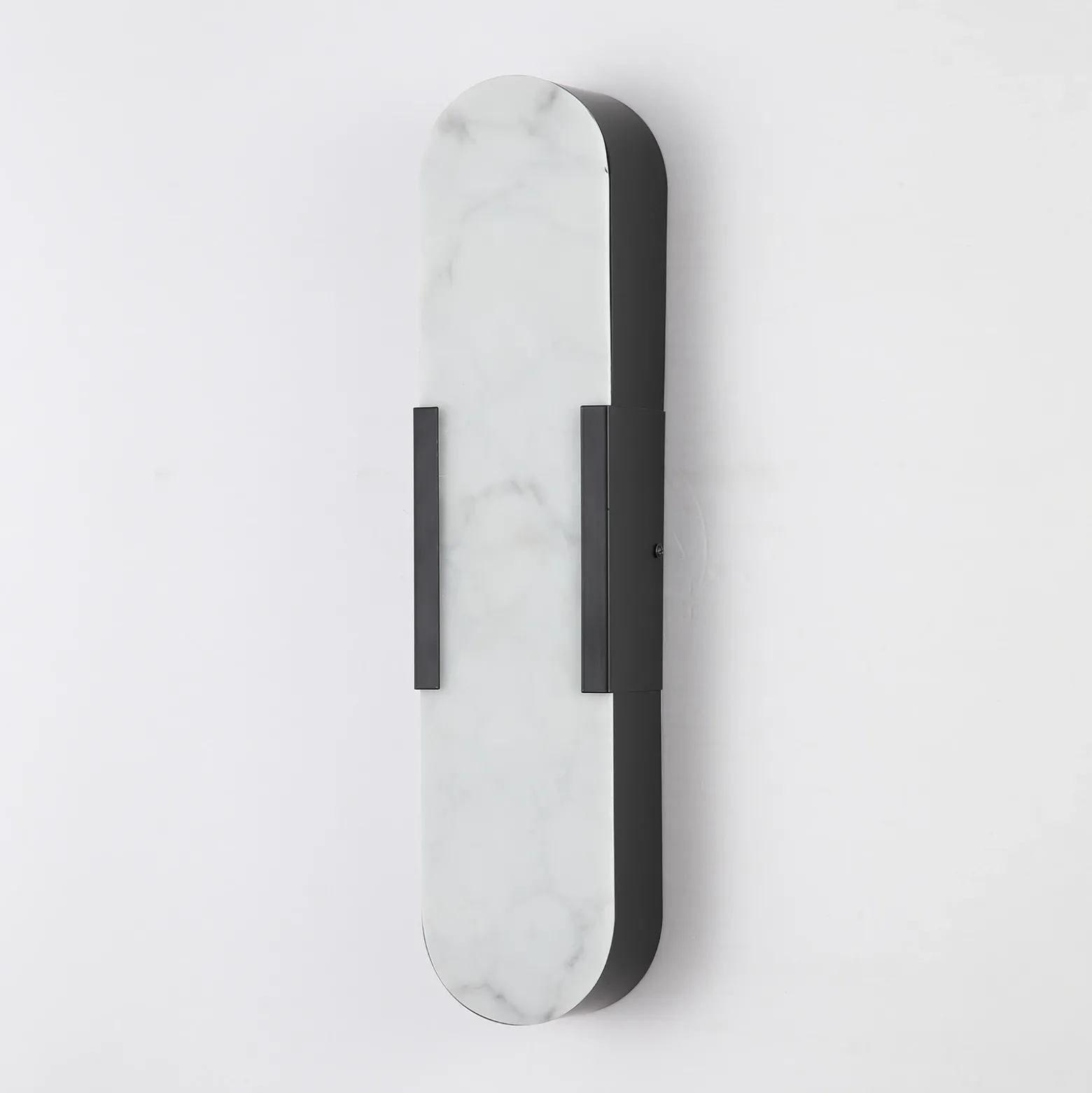 Aplique LED para baño Opaline, altura 50 cm, negro, metal/resina