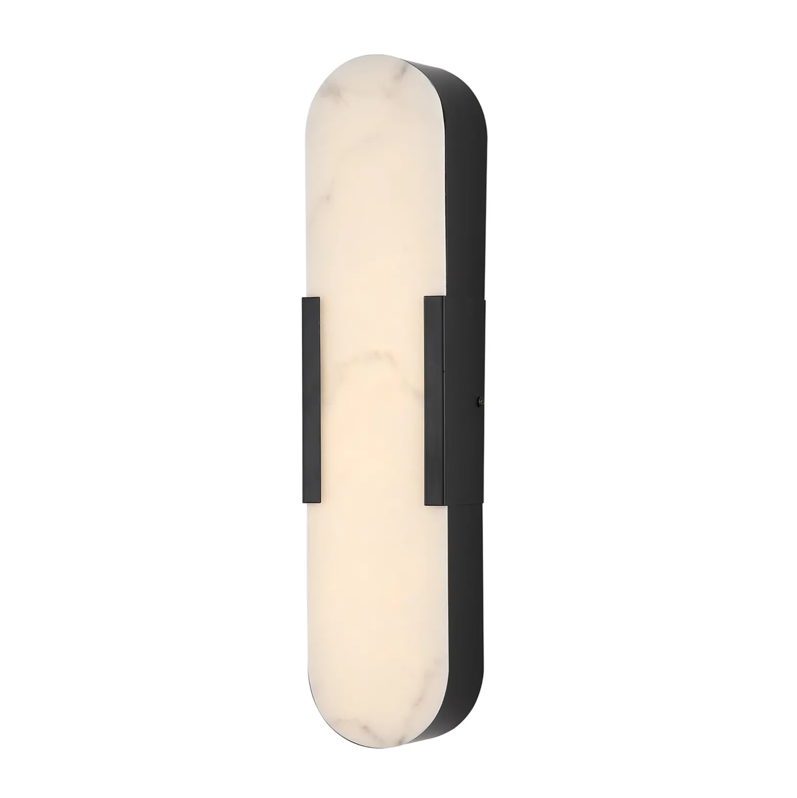 Aplique LED para baño Opaline, altura 50 cm, negro, metal/resina
