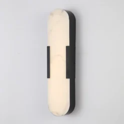 Aplique LED para baño Opaline, altura 50 cm, negro, metal/resina