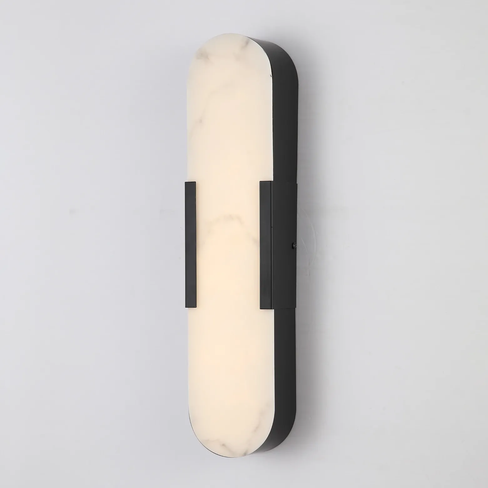 Aplique LED para baño Opaline, altura 50 cm, negro, metal/resina