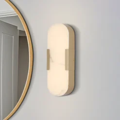Aplique LED para baño Opaline Altura 35 cm Color dorado Metal/resina