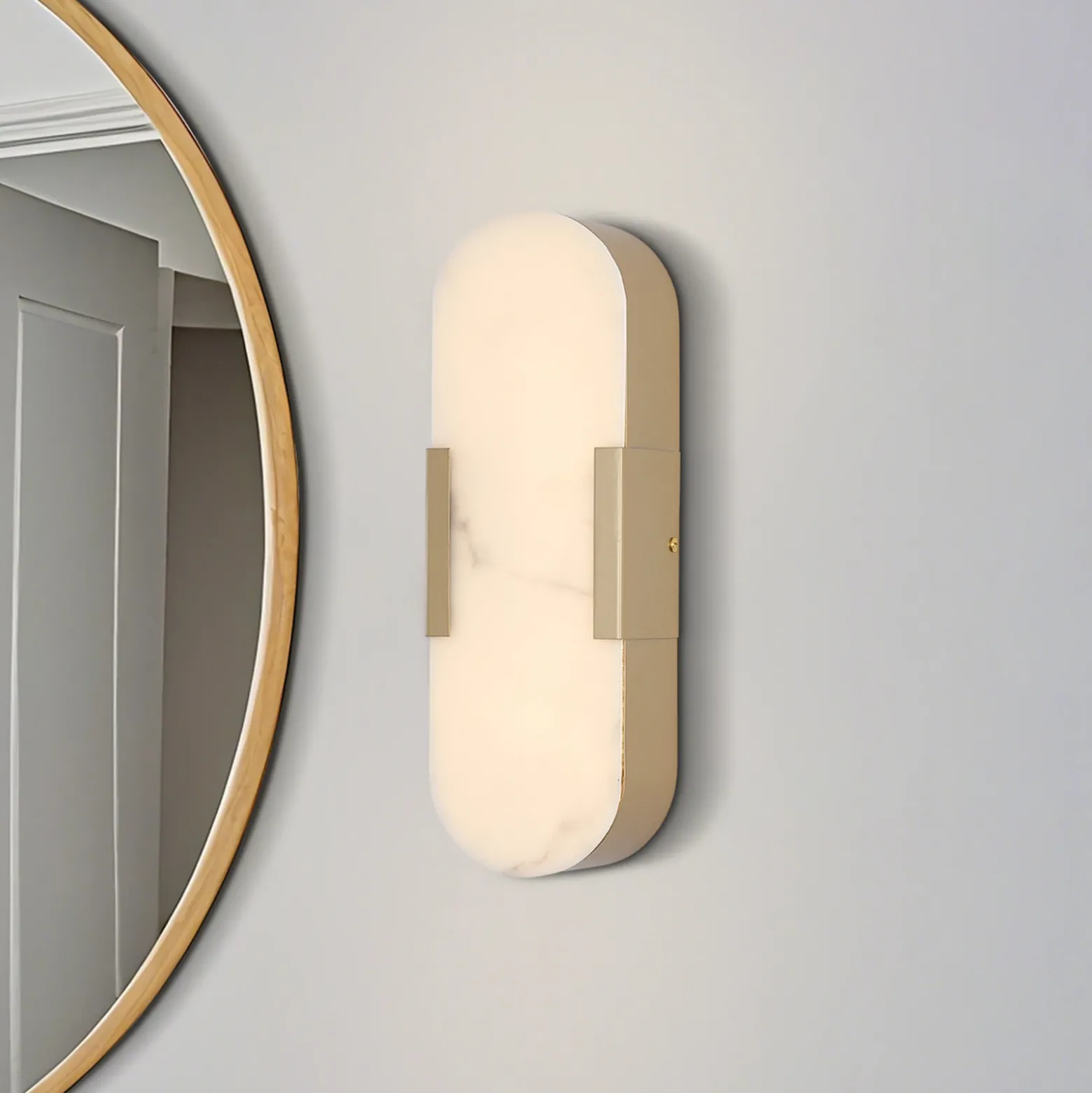 Aplique LED para baño Opaline Altura 35 cm Color dorado Metal/resina
