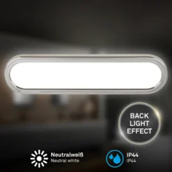 Aplique LED para baño Pil, cromado, ancho 35 cm, plástico