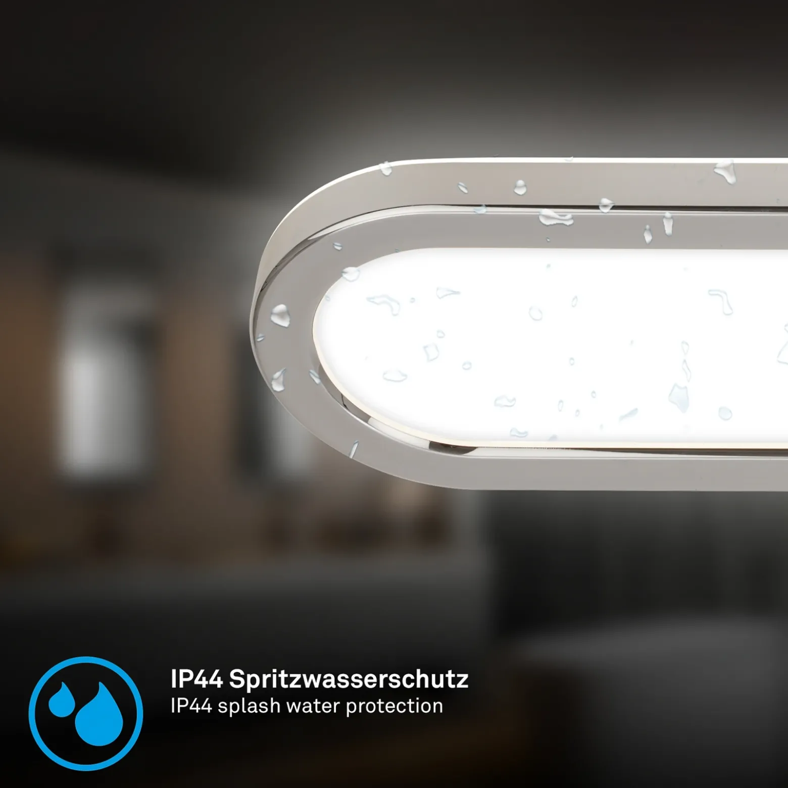 Aplique LED para baño Pil, cromado, ancho 35 cm, plástico