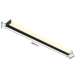 Aplique LED para baño Ulisan de Lindby, 89 cm, negro, angular