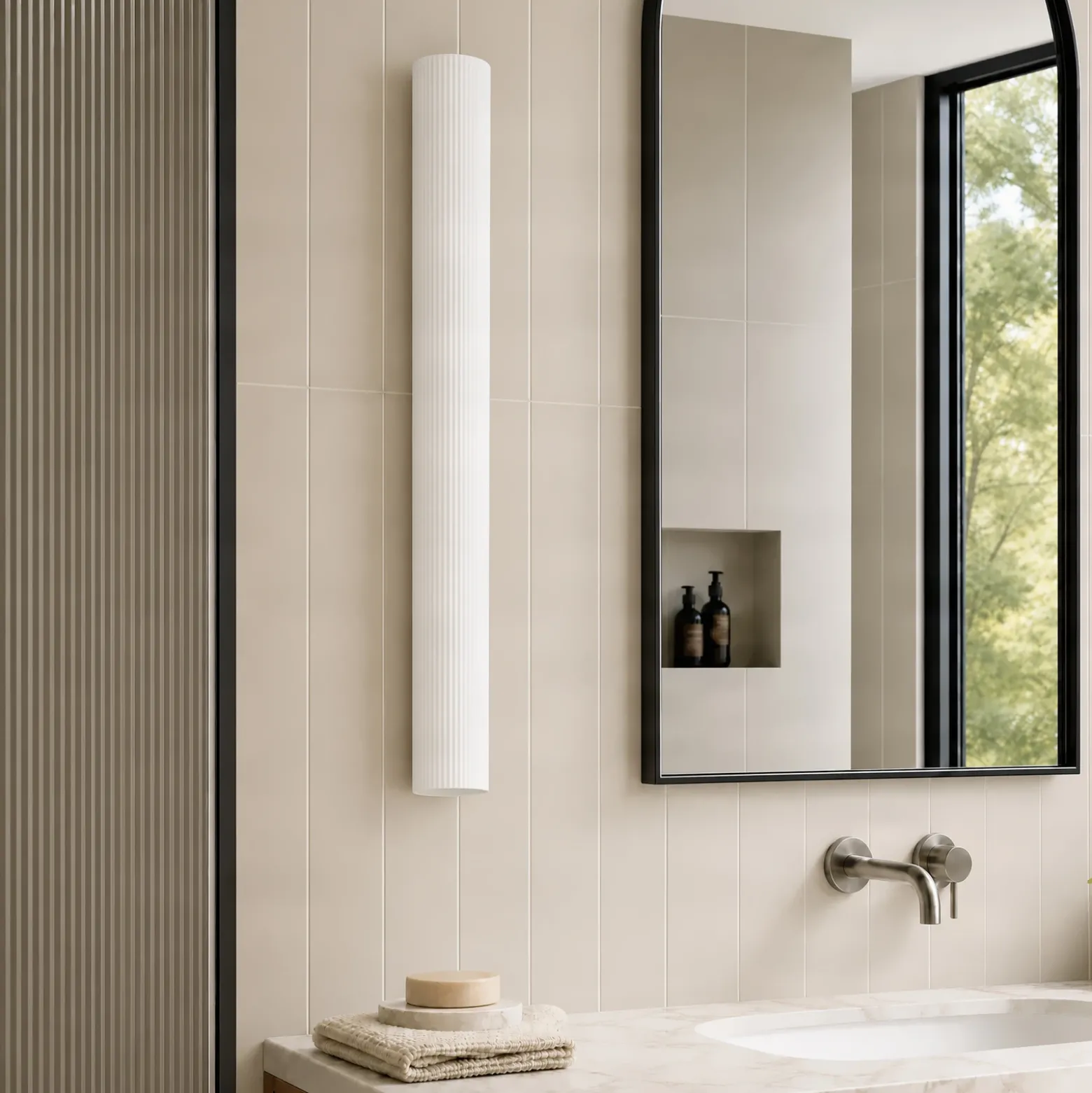 Aplique LED para baño Victoire de Lucande, 70 cm, blanco/cromo, CCT