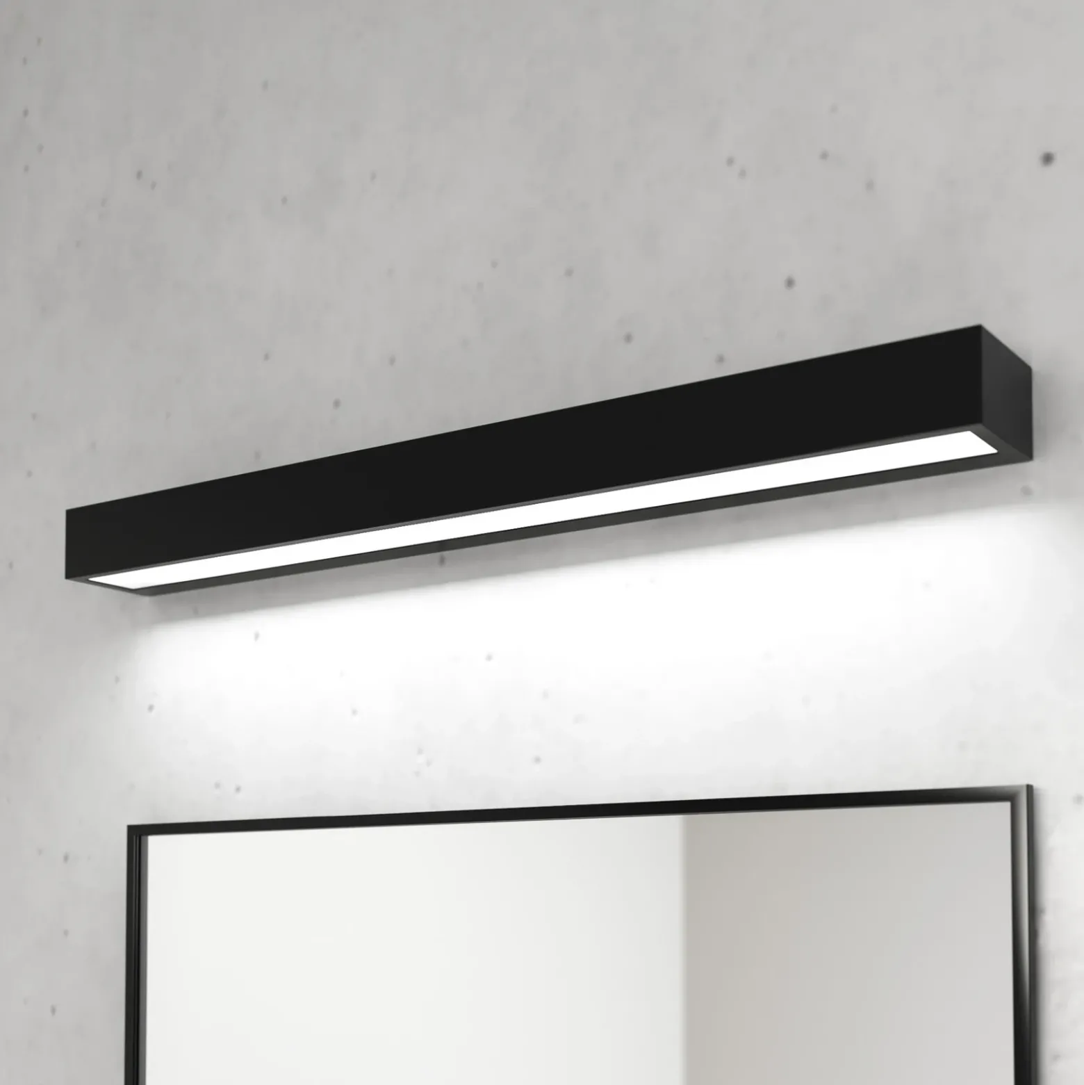 Aplique LED para baño Vola, IP44, negro, 4.000 K, ancho 60 cm