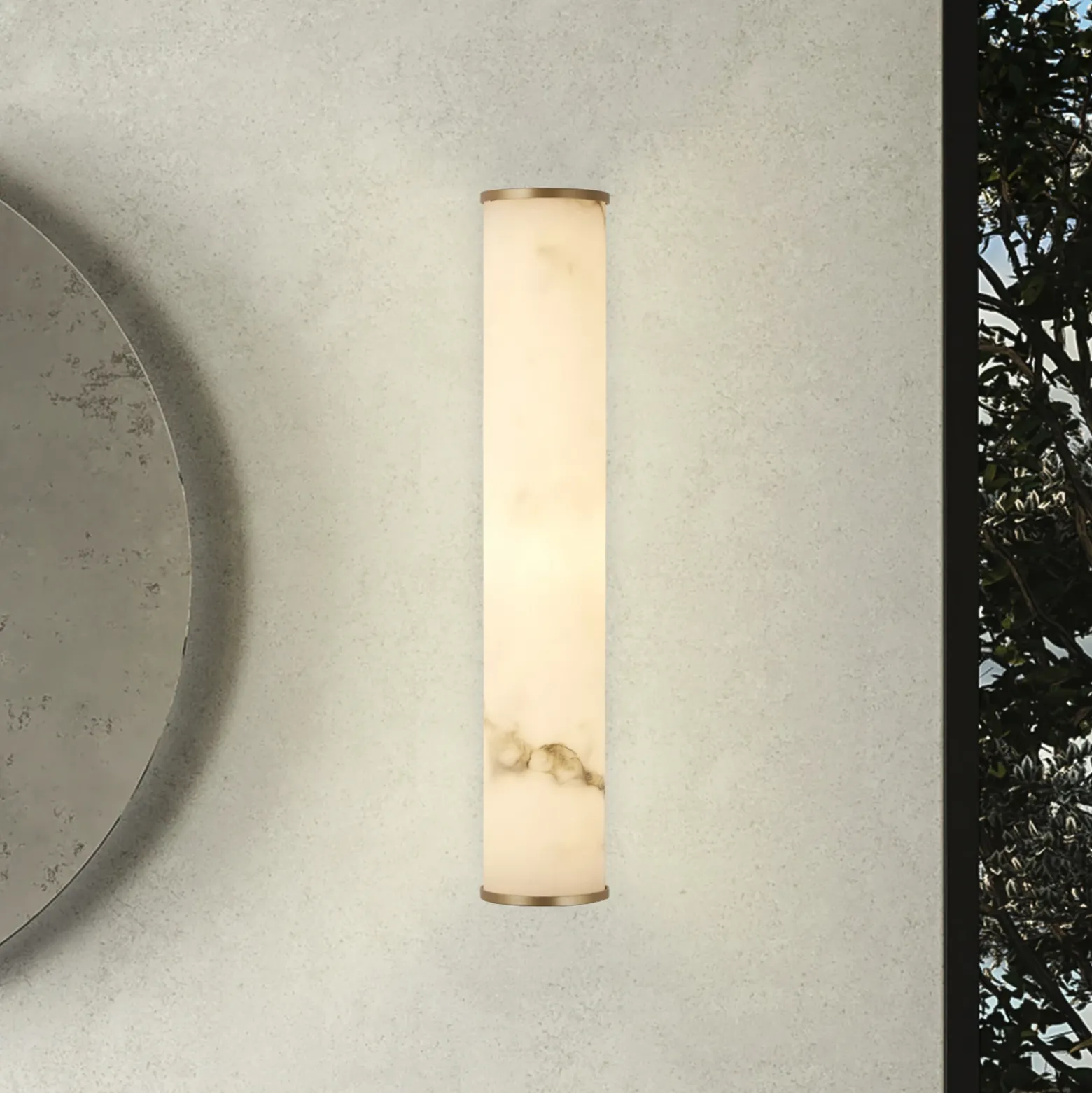 Aplique LED para baño Wales, dorada/marmolada, 35 cm, acero/resina