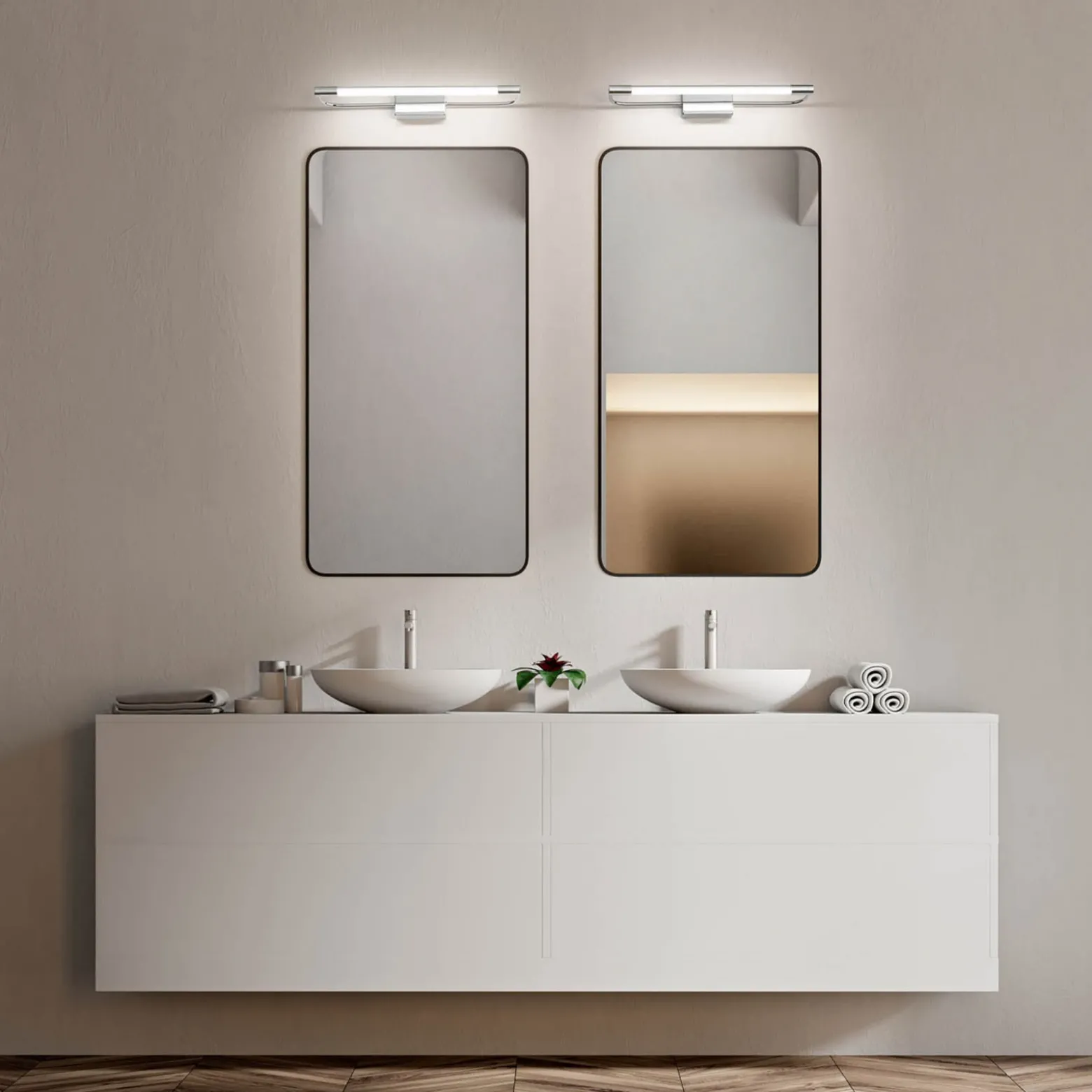 Aplique LED Rapallo, cromo, IP44, 80 cm