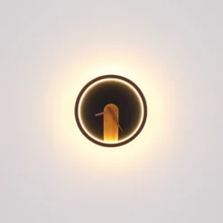 Aplique LED Sussy con reloj negro/madera oscura
